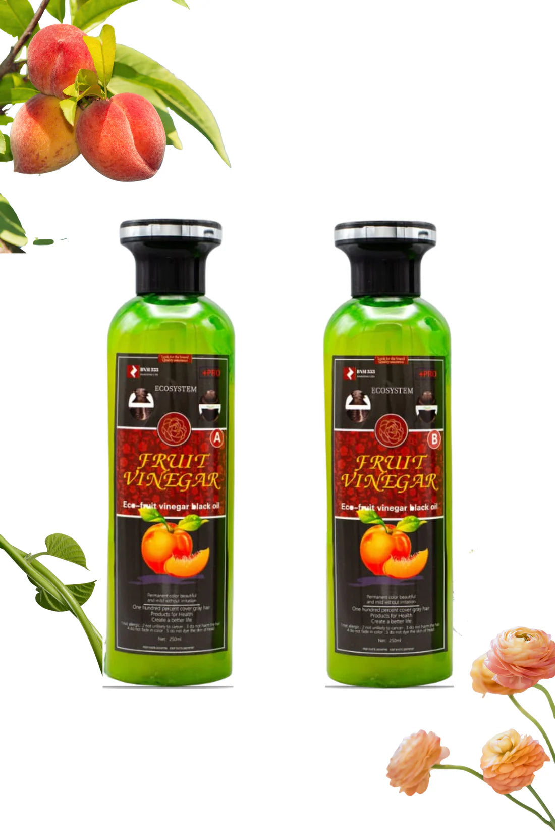 Hair Color Gel – Natural Black _Dark Brown - Fruit Vinegar Essence - No Ammonia (500ml)